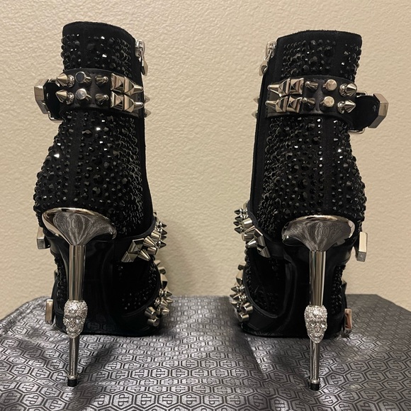 LIMITED EDITION Philipp Plein Black Crystal Boots - Picture 8 of 13
